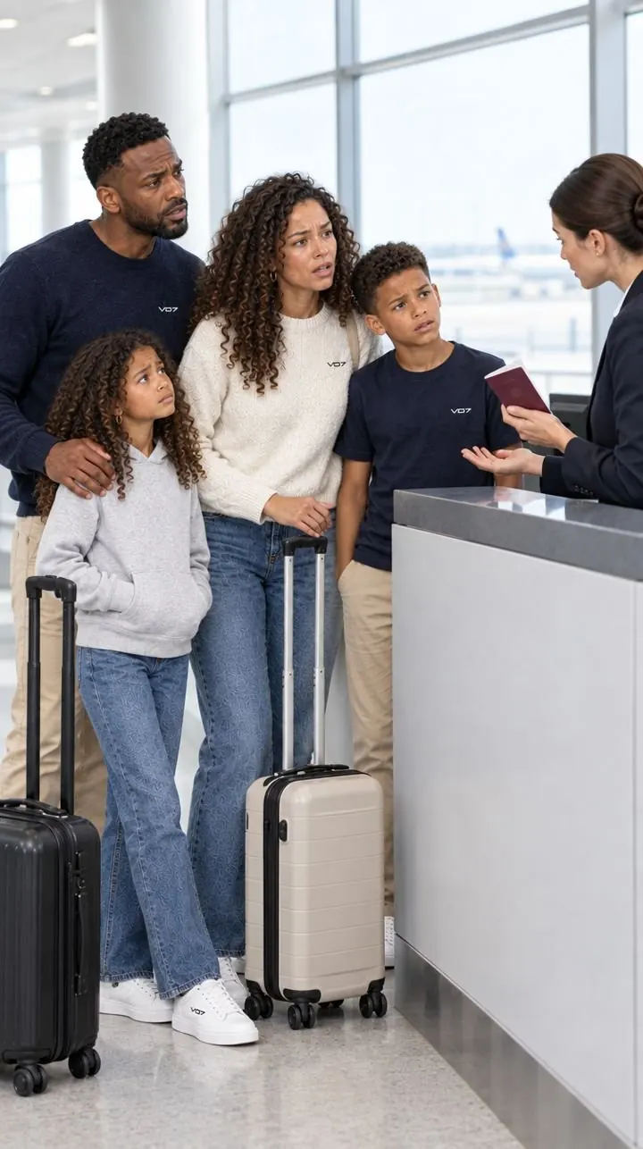 Famille bloquée au comptoir